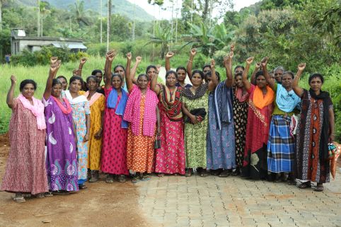 Members of the Chinnaparrakudi’s women’s collective in Kerela, who have rebuilt their community after devastating floods in 2018.